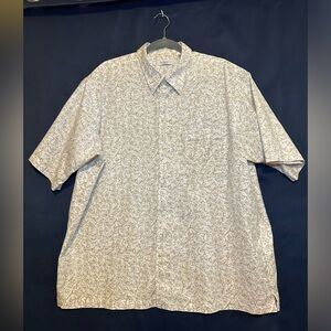 Turnbury Shirt Men's XL Cream Button Up Floral Short Sleeve preppy